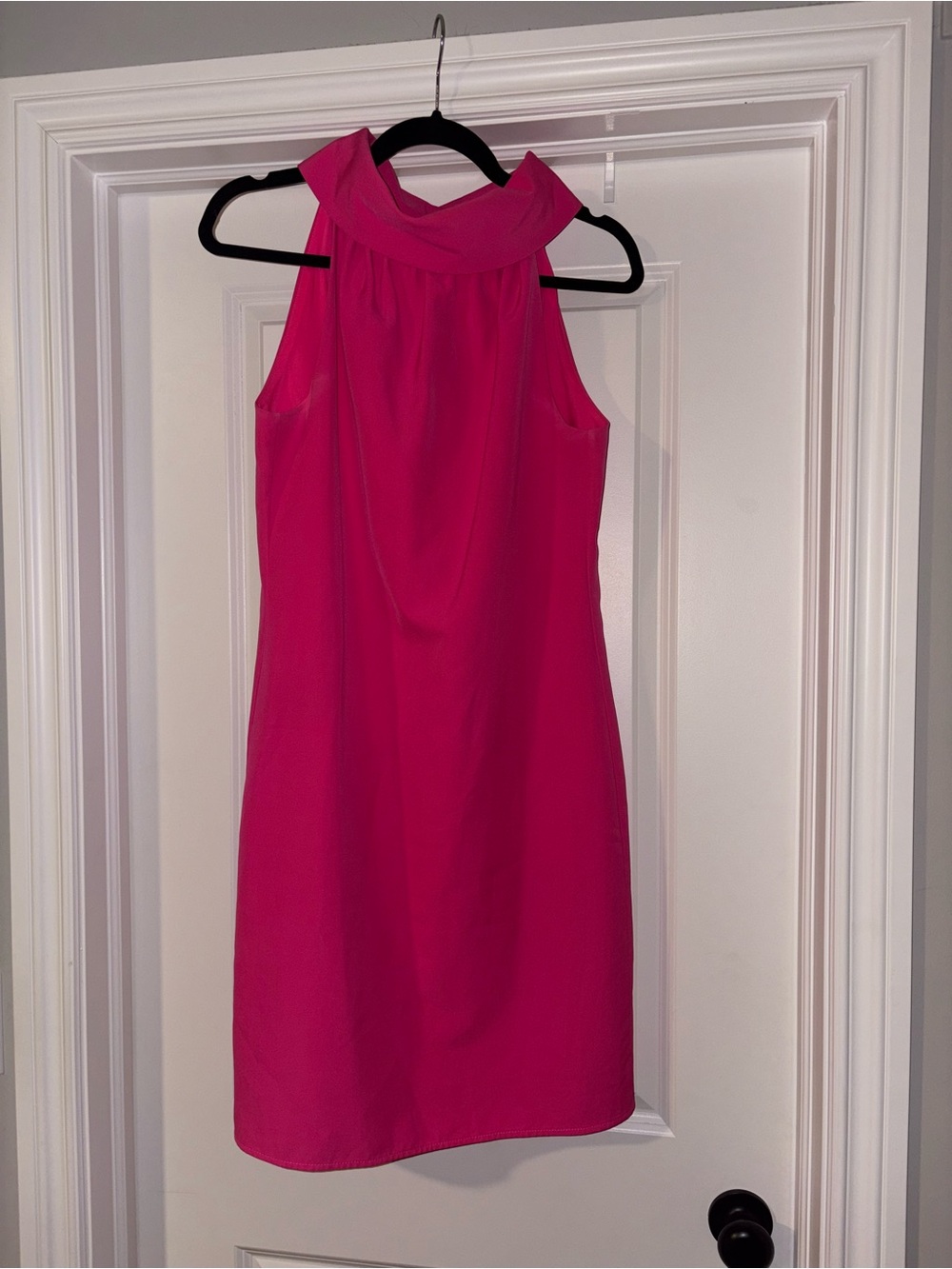 Sail to Sable Vibrant Hot Pink Sleeveless Mock-Neck Shift Dress